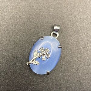 Silver tone Opalite Flower Pendant